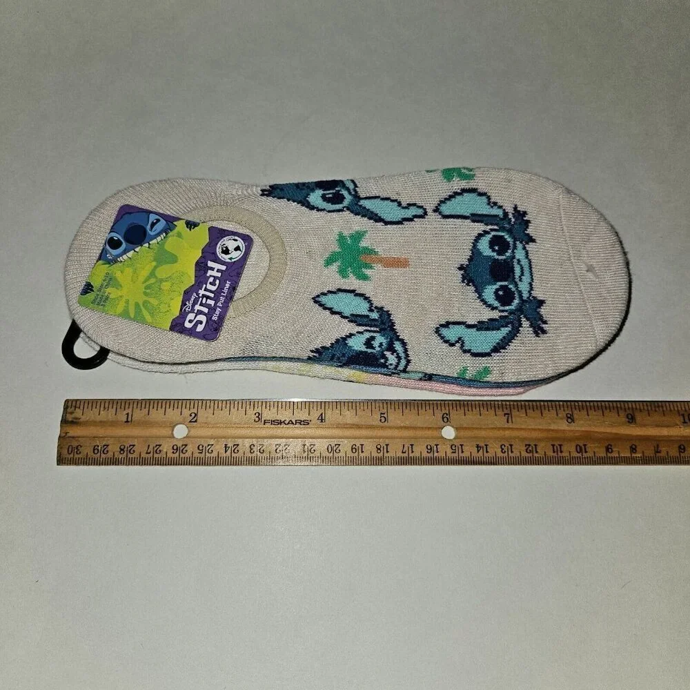 NEW 3 Pairs Disney Stitch Stay Put Liner Socks Women's Shoe Size 4-10 Alien Lot